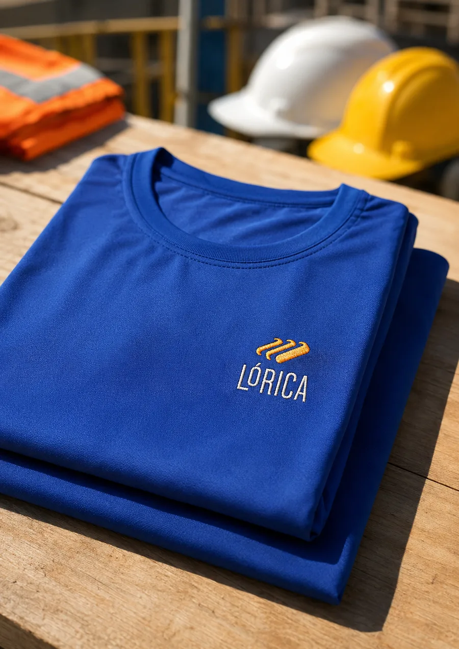 Camiseta UV azul com bordado Lórica
