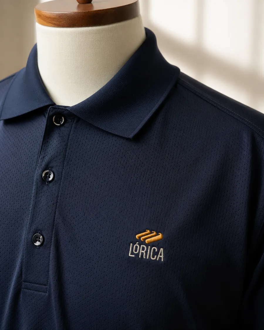 Tecnopolo dry-fit navy com bordado Lórica